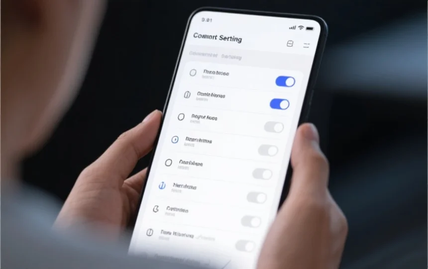 用户在客户端设置界面中自定义通知选项，屏幕显示不同类型通知开关，氛围简洁现代